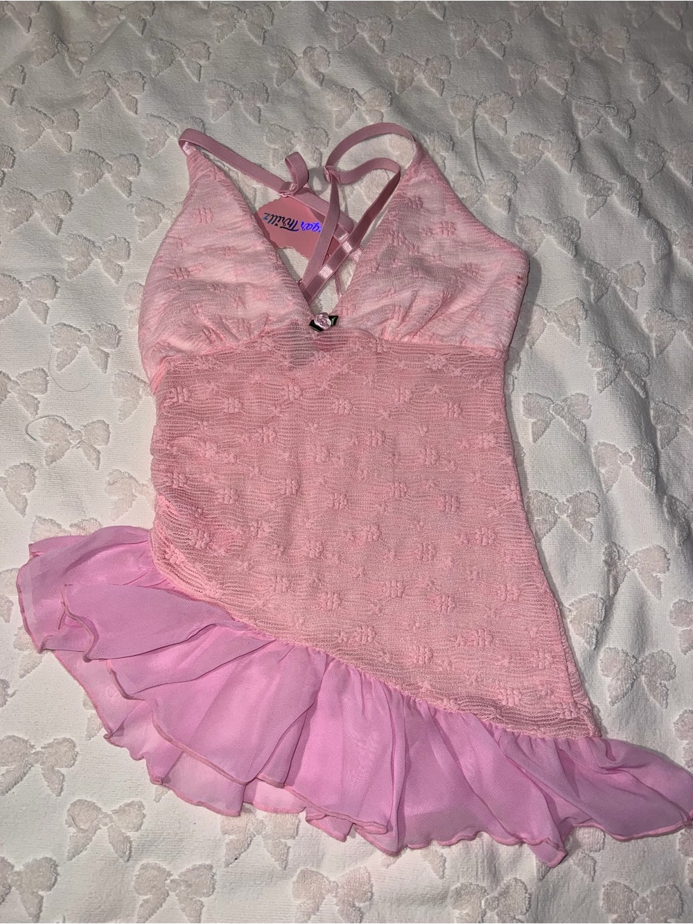 Sugar Thrillz Pink Ruffle One-Piece Swimdress